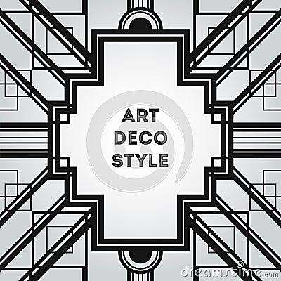 Art Deco vintage decorative frame. Retro card design vector temp Vector Illustration