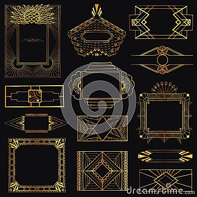 Art Deco Vintage Frames and Elements Vector Illustration