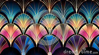 Glamorous Multicolor Art Deco Pattern Background Stock Photo