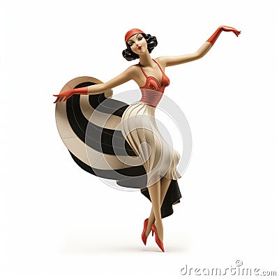Art Deco Whirlwind Dancer Sculpture Figurine Cartoon Illustration