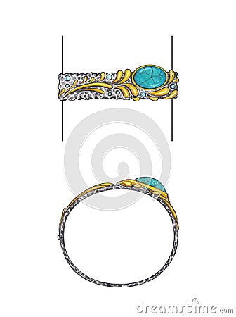 Jewelry Design Art Bangle. Stock Photo