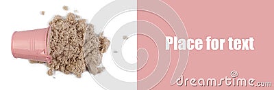 Art design collage pink decorative sand bucket. Empty space for text Stock Photo