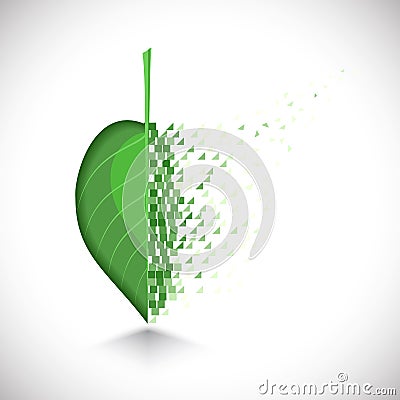 Art design a leaf with the collapsing structure Vector Illustration