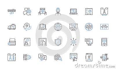 Art and design line icons collection. Creativity, Aesthetics, Imagination, Sketching, Color, Composition, Inspiration Vector Illustration