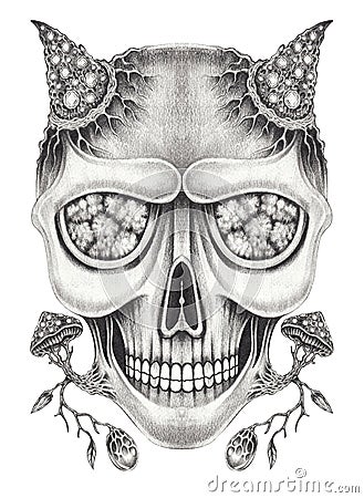 Art surreal devil skull. Stock Photo