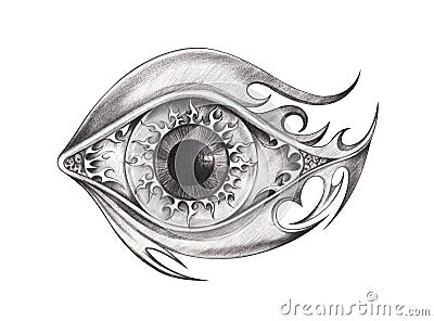 Art Surreal Eye Tattoo. Stock Photo