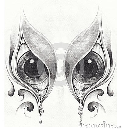 Art Surreal Eyes Tattoo. Stock Photo