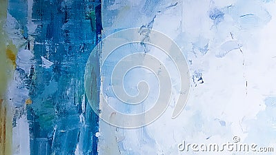 Art detail blue abstract oil painted background. Turquoise oil paint texture. Abstract art background. Oil painting on canvas. A Stock Photo