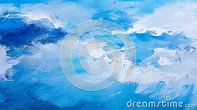 Art detail blue abstract oil painted background. Turquoise oil paint texture. Abstract art background. Oil painting on canvas. A Stock Photo