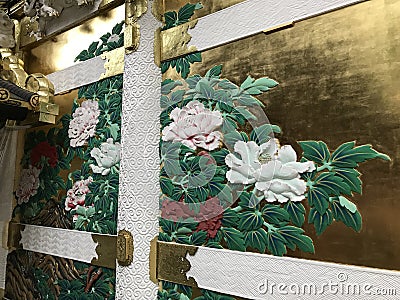 Art details of Yomeimon Main Gate of the Imperial Court at Nikko Toshogu Shrine. Stock Photo