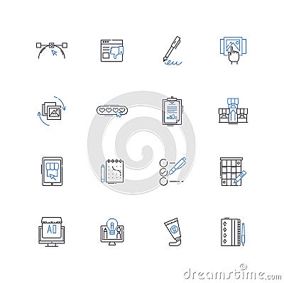 Art direction line icons collection. Creativity, Vision, Conceptualization, Design, Execution, Style, Strategy vector Vector Illustration