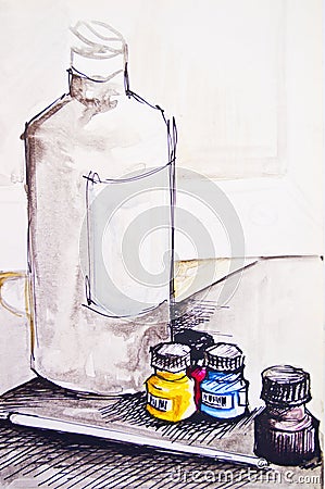 Art drawing - Drawing objects Stock Photo