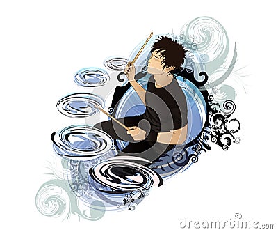 Art Drummer Vector Illustration