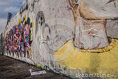 Art at East side of Berlin Wall, Berliner Mauer, Berlin Editorial Stock Photo