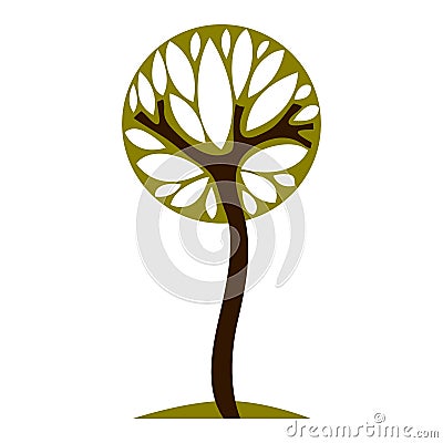 Art fairy illustration of tree, stylized eco symbol. Insight vector image on season idea, beautiful plant. Vector Illustration