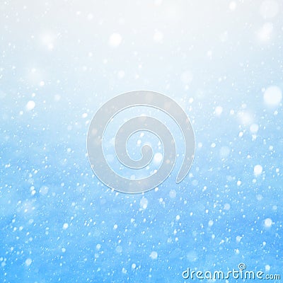 Art falling snow on the blue background Stock Photo