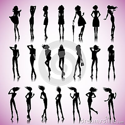 Art fashion female silhouettes Vector Illustration