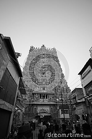 Art found on the architecture in ancient Hinduism temple in Tiruchirappalli, India Editorial Stock Photo
