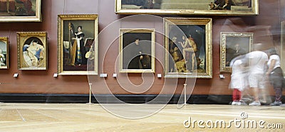 Art gallery at the Louvre with motion blur Editorial Stock Photo