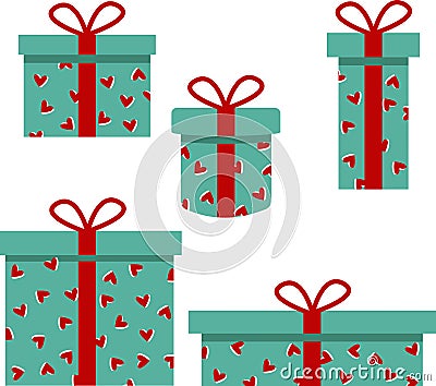 Art of gift box with decorative hearts. Vector Illustration