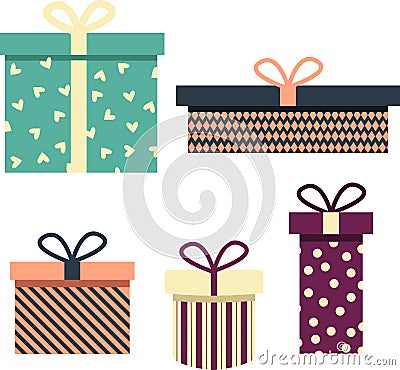 Art of gift box with decorative hearts. Vector Illustration