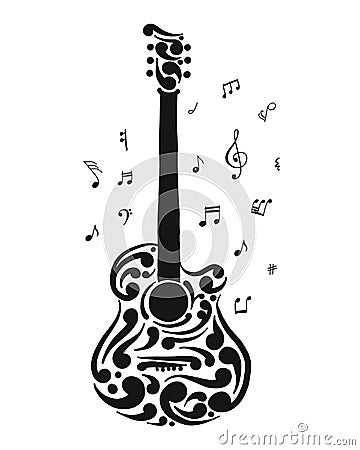 Art guitar, sketch for your design Vector Illustration