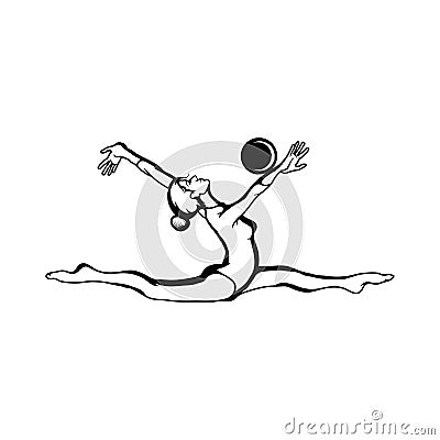 Art gymnastics with ball. Vector Illustration