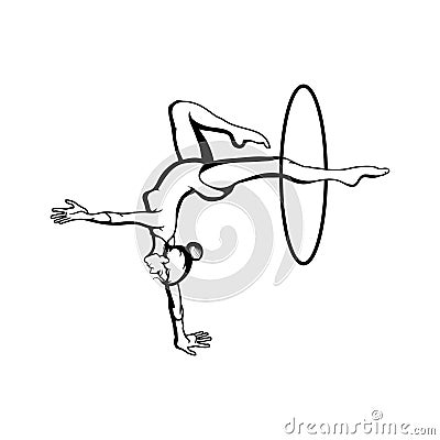 Art gymnastics with hoop. Vector Illustration