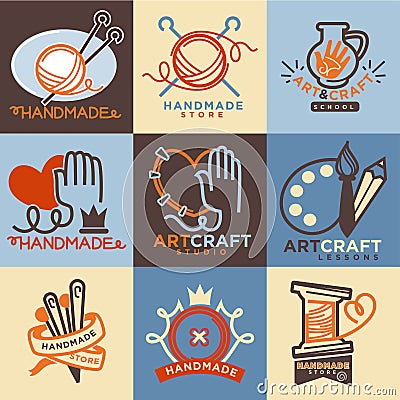 Art and handmade craft store or school icons templates Vector Illustration