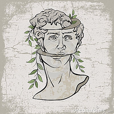 Art head of David Michelangelo 1 Vector Illustration