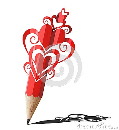 Art of heart graphic red pencil. Stock Photo