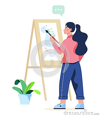 Art hobby concept illustration. Idea of creative people. Female Vector Illustration