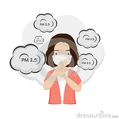 People wearing medical masks to prevent PM2.5. Vector Illustration