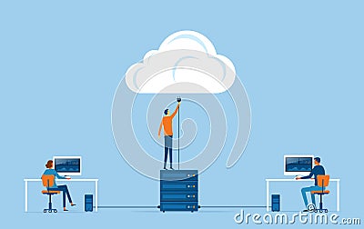 Flat vector business technology storage and cloud connect Vector Illustration