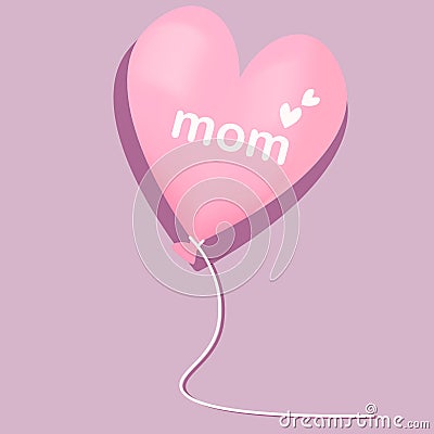 Llustration of realistic love balloon with mother`s day concept. Flat background style. Greeting card design. Vector Illustration