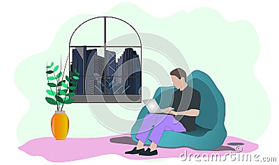 Convenient workplace for freelancer or workers remotely working from home Vector Illustration