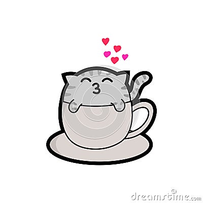 Good morning cute cats, greetings for loved ones or coffee lovers Stock Photo