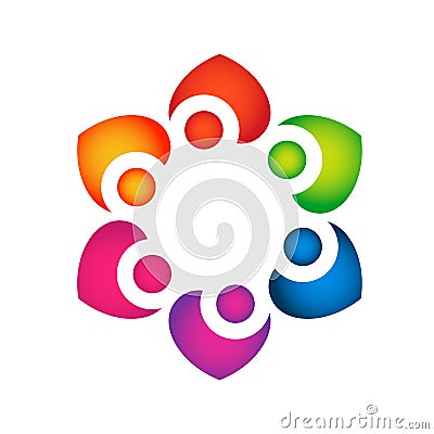 People union heart shape work celebrating happyness logo/Love Teamwork concept logo vector team work icon. Stock Photo