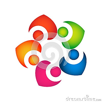 People union heart shape work celebrating happyness logo/Love Teamwork concept logo vector team work icon. Stock Photo