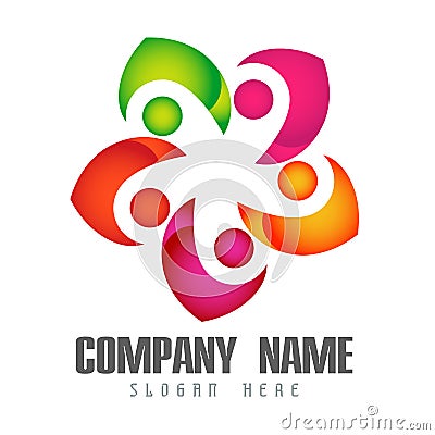 People union heart shape work celebrating happyness logo/Love Teamwork concept logo vector team work icon. Stock Photo