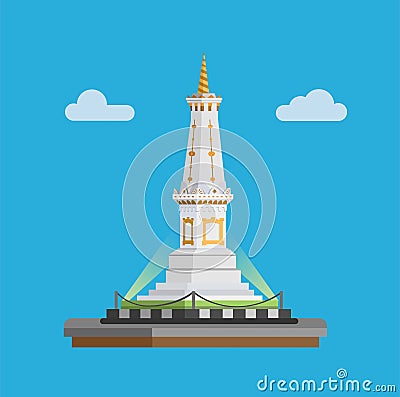 Tugu Jogja is the Iconic Landmark of Yogyakarta. Indonesia concept in cartoon flat illustration vector Vector Illustration