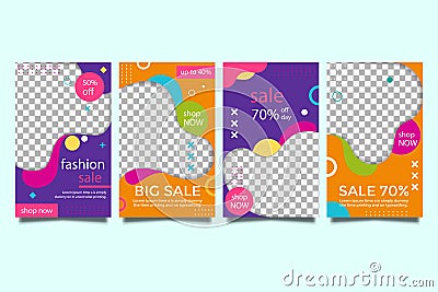 Sales story collection templates. Vector Illustration