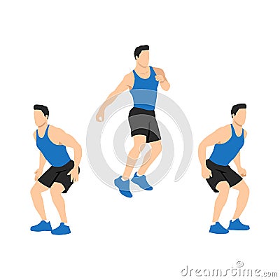 180 degree twisting jump squats. Sport exersice Vector Illustration