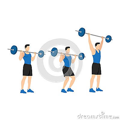 Sports man training shoulder push press Stock Photo