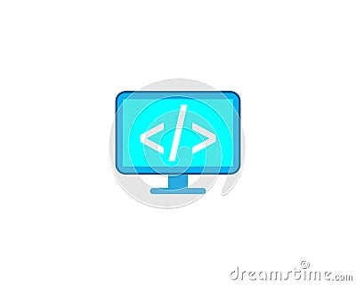 Vector Programming LCD Icon - Display Icon - TV mock-up illustration Vector Illustration