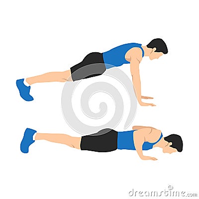 Man character doing push ups flat vector illustration Vector Illustration