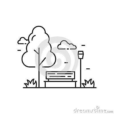 Linear style of park icon isolated on white background Cartoon Illustration