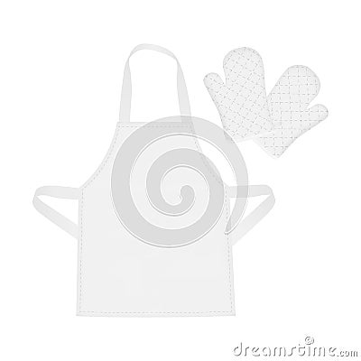 White Blank Apron and Protective Mittens Vector Illustration