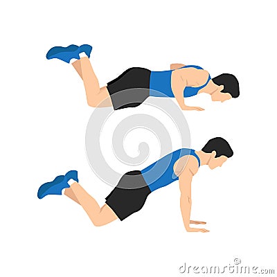 Modified knee push ups exercise. Flat vector illustration Vector Illustration