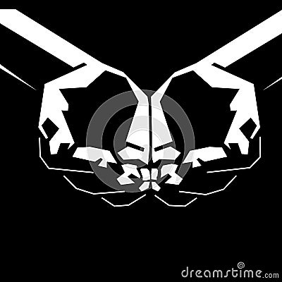 Black and white illustration of praying hands Vector Illustration